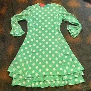 Emanuel Ungaro | Dresses | Ungaro Emanuel Italy Silk Crepe Ruffle Polka Dot Green  Dress Vtg S M | Poshmark